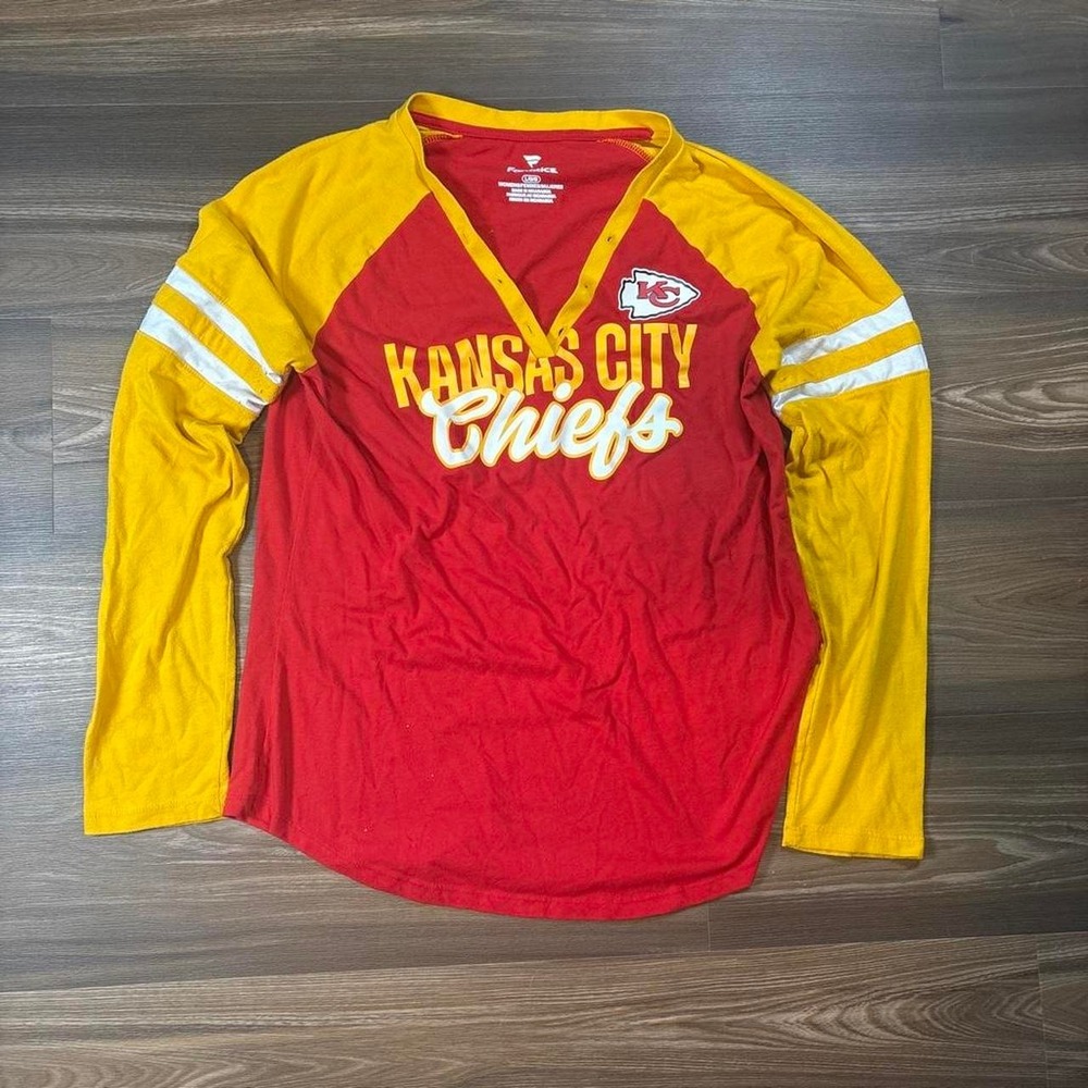 NFL Kansas City Chiefs long sleeve shirt in‎ red and yellow with white stripes